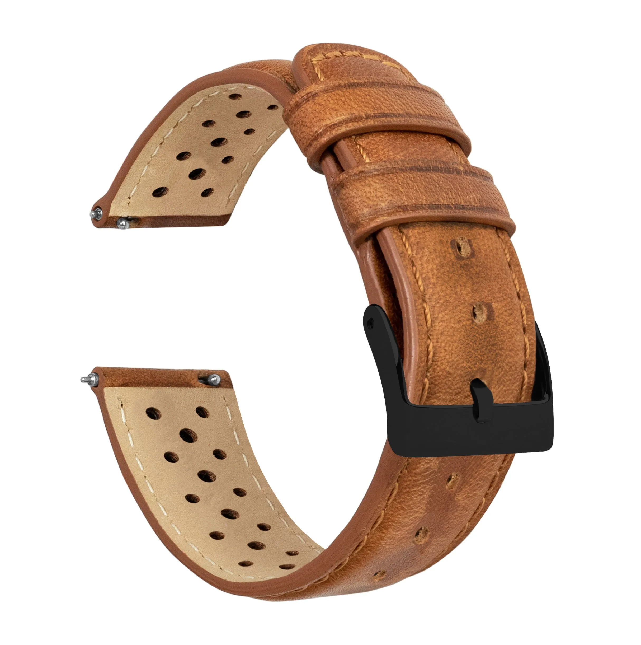 Caramel Brown Racing Horween Leather Watch Band (24mm SALE)