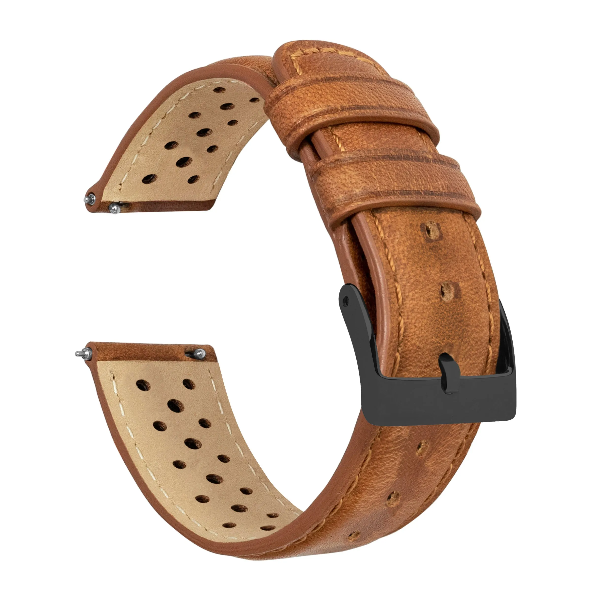 Caramel Brown Racing Horween Leather Watch Band (24mm SALE)