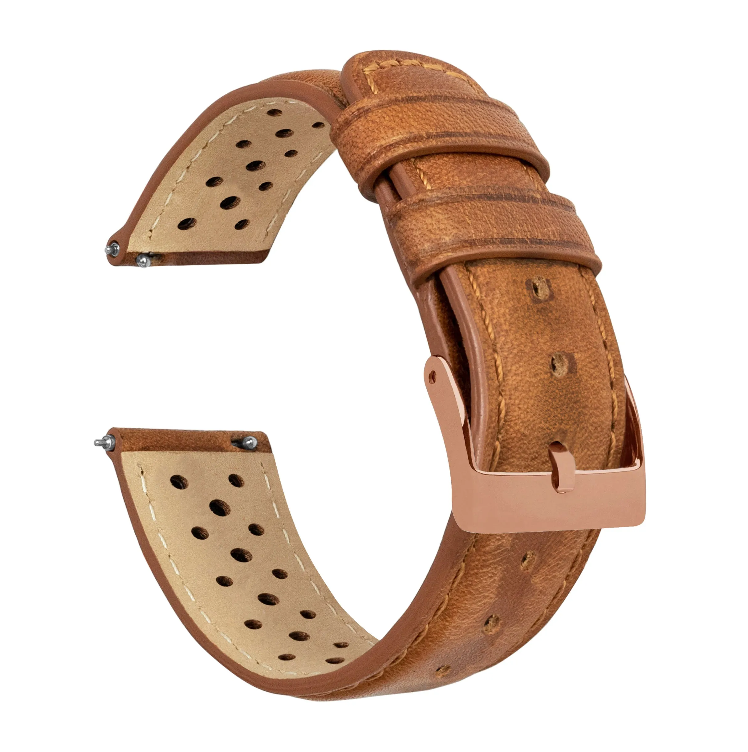 Caramel Brown Racing Horween Leather Watch Band (24mm SALE)