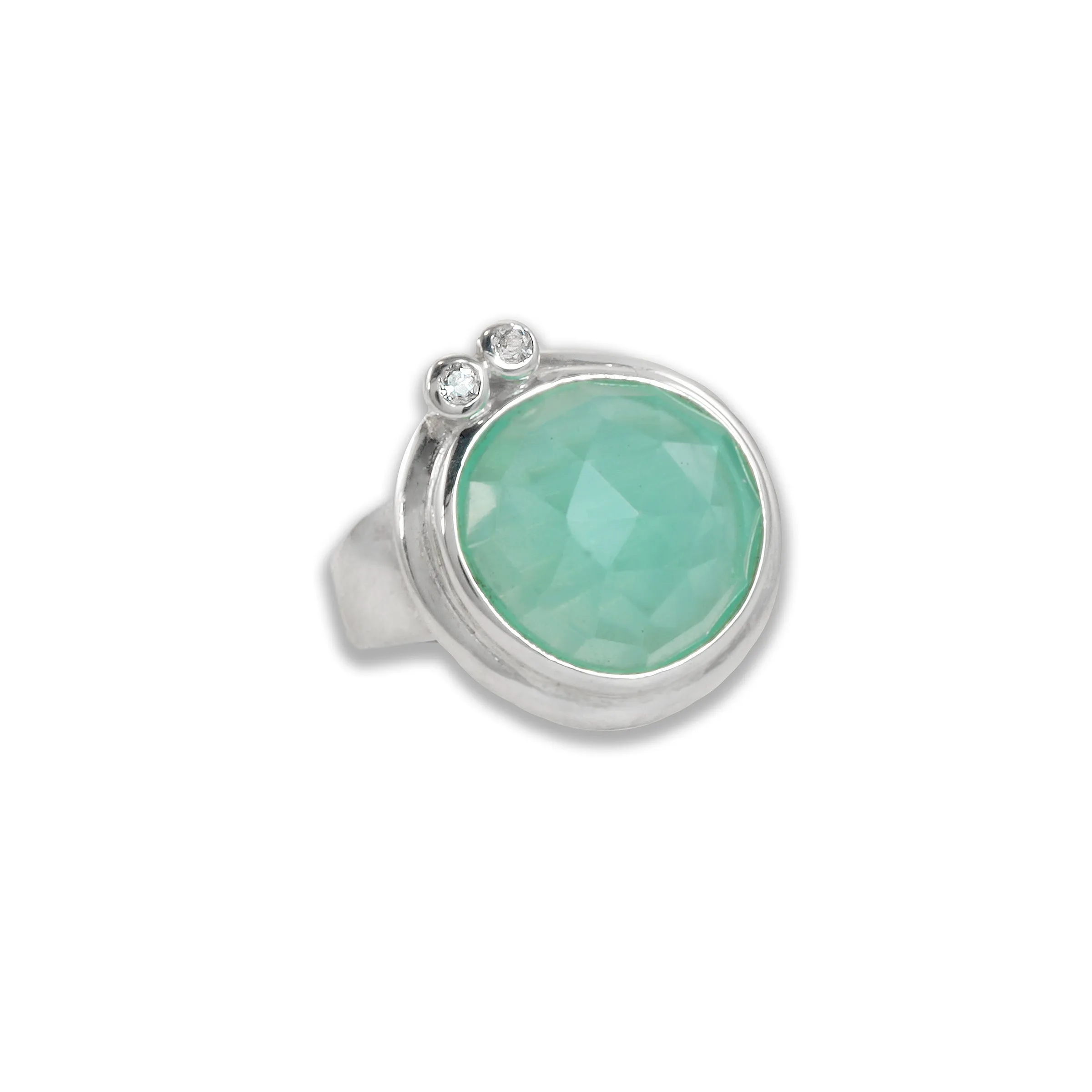 Chalcedony and White Sapphire Ring