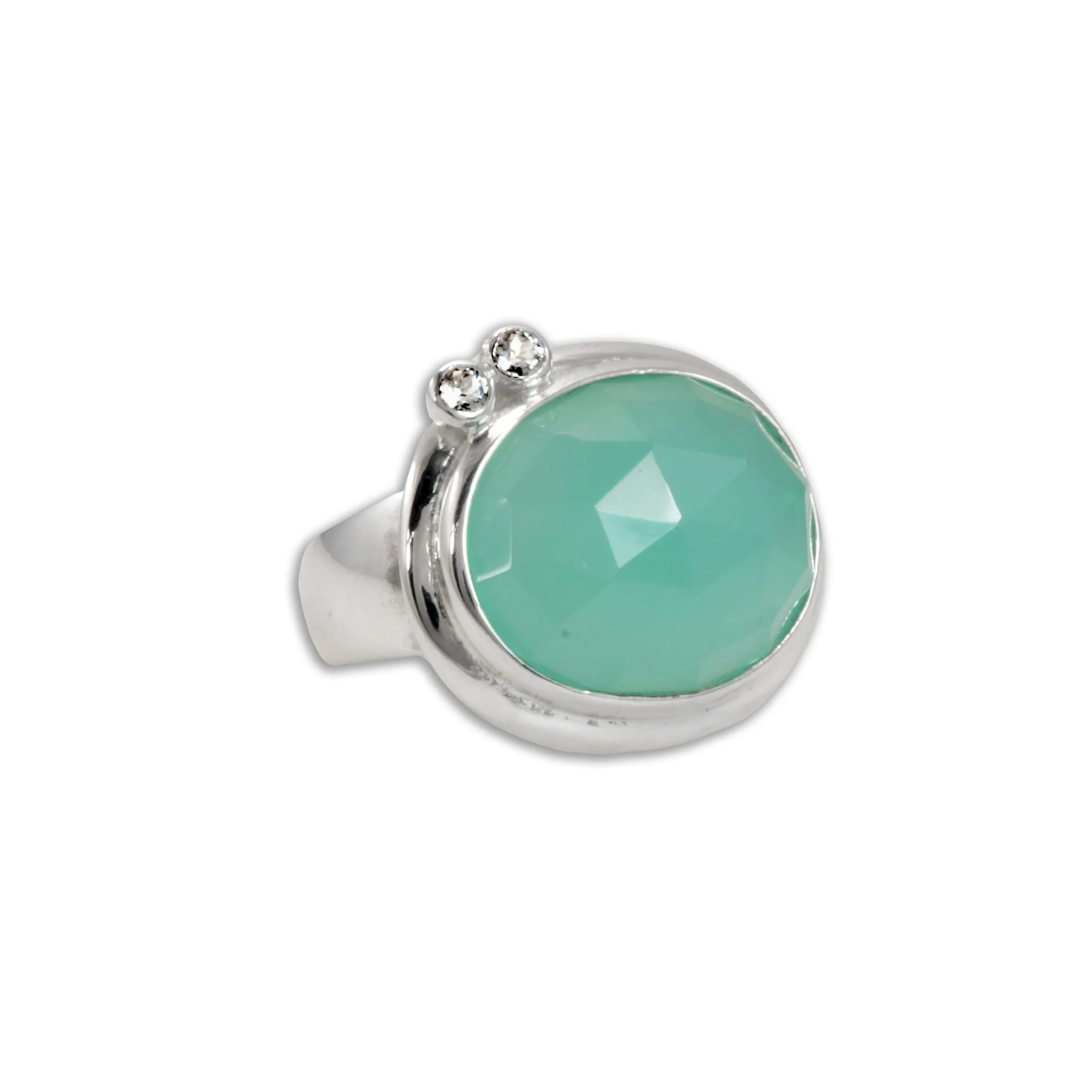 Chalcedony and White Sapphire Ring