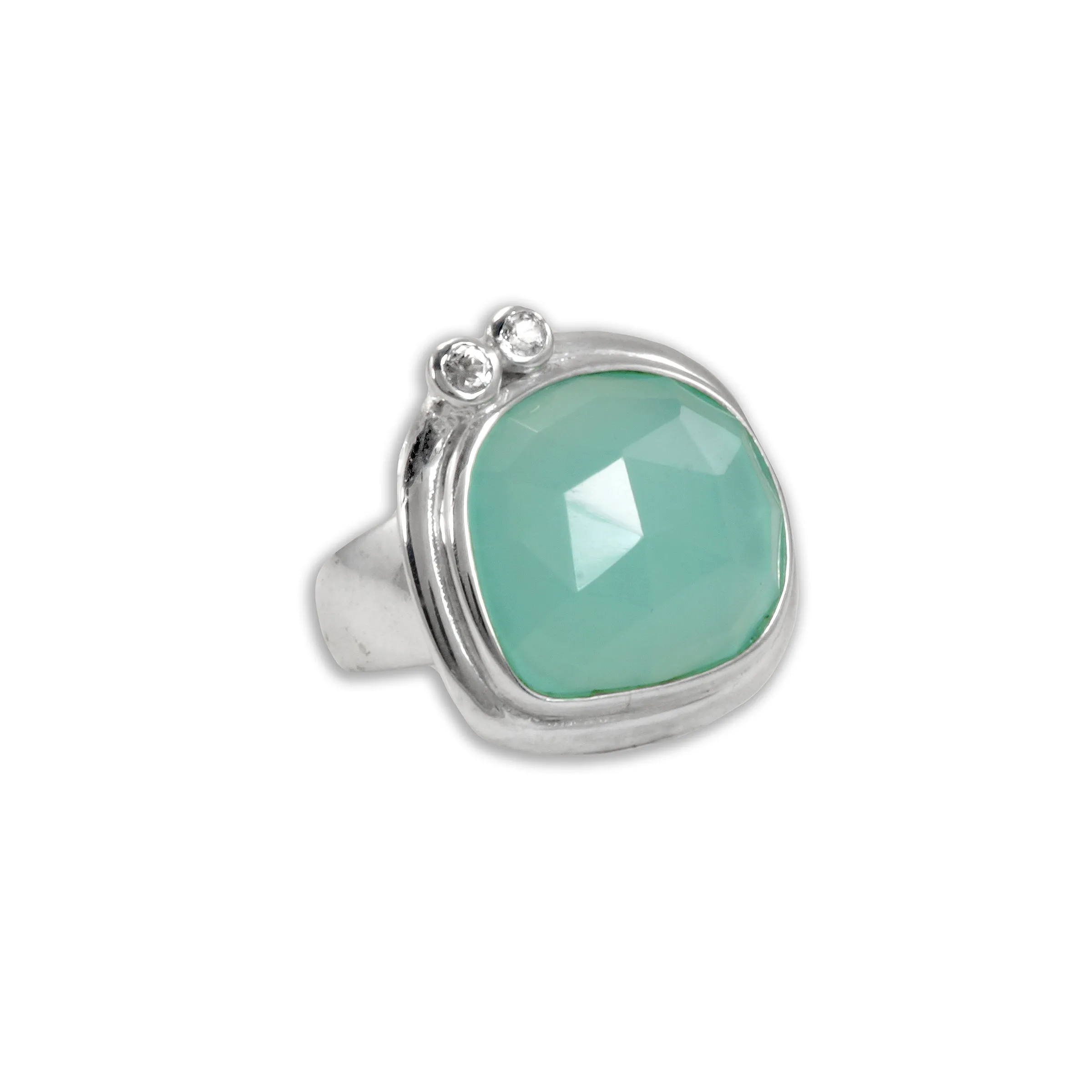 Chalcedony and White Sapphire Ring