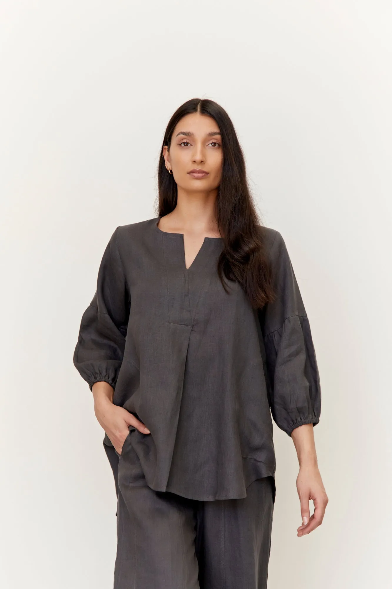 Clancy Linen Top Charcoal