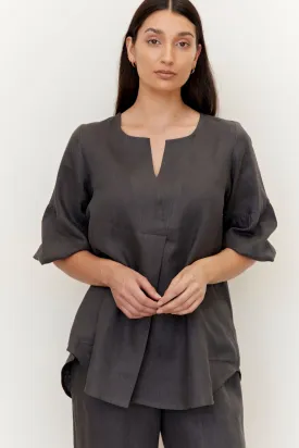 Clancy Linen Top Charcoal