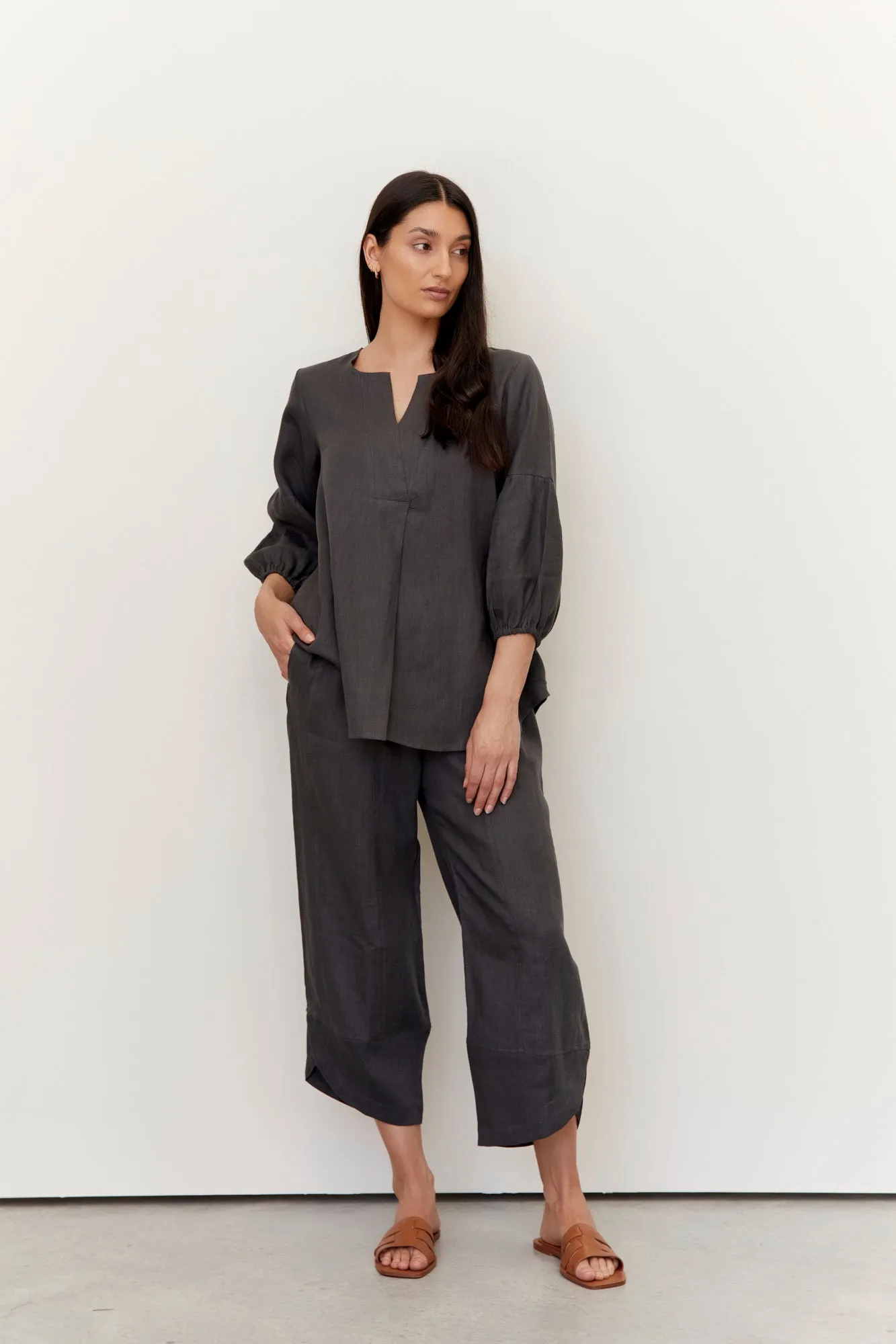 Clancy Linen Top Charcoal