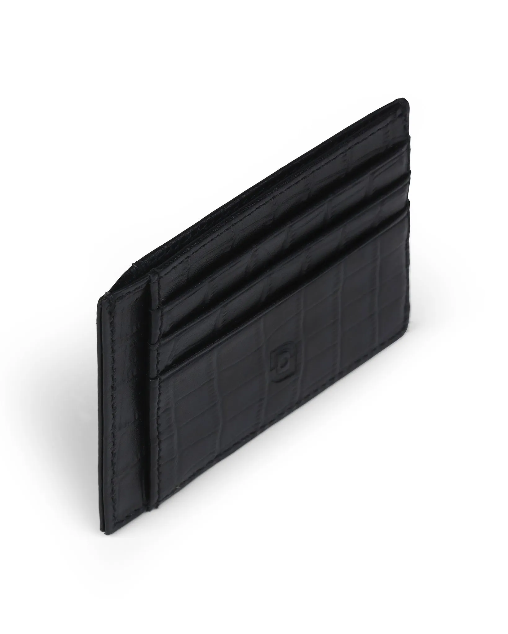 Compact Leather Cardholder - Negro Cocodrilo