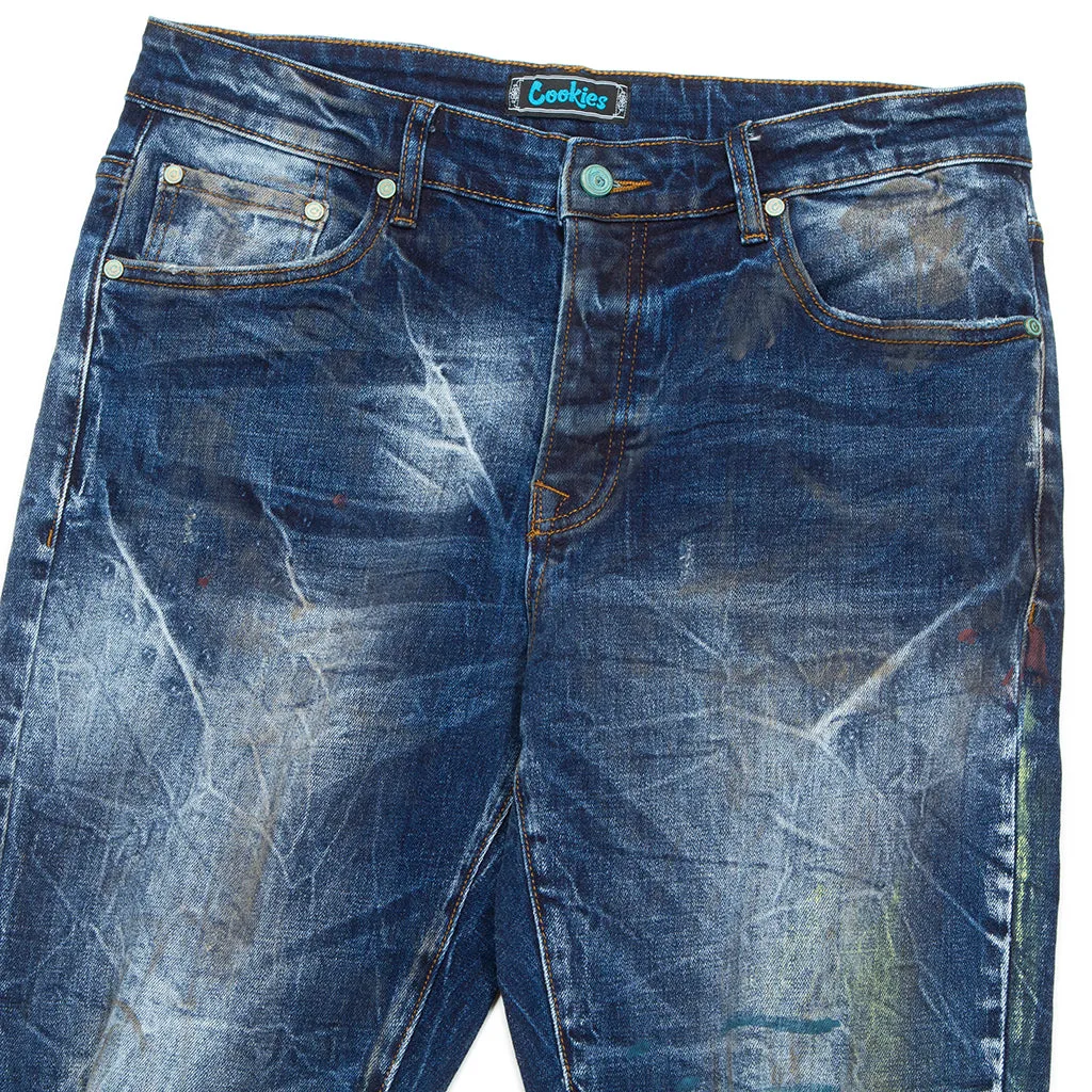 Core Modern Slim Straight Destroyed Indigo Denim Jeans