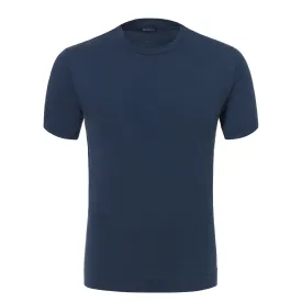 Cotton Crew-Neck T-Shirt in Dark Blue