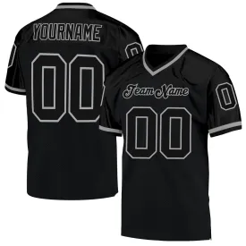 Custom Black Black-Gray Mesh Authentic Throwback Football Jersey