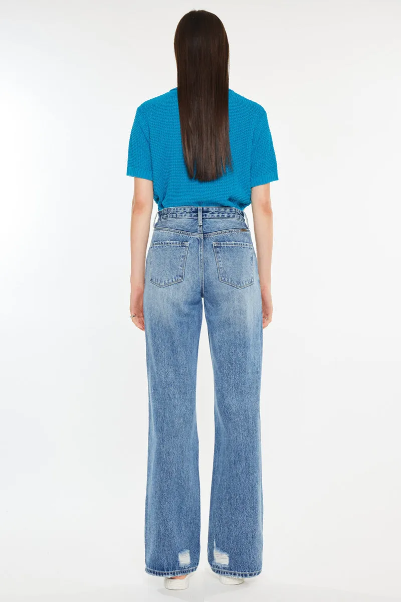 Debra High Rise 90's Criss Cross Straight Jeans