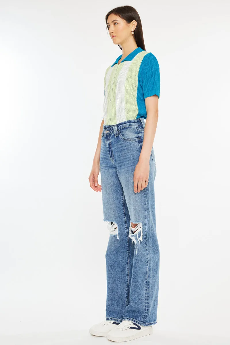 Debra High Rise 90's Criss Cross Straight Jeans