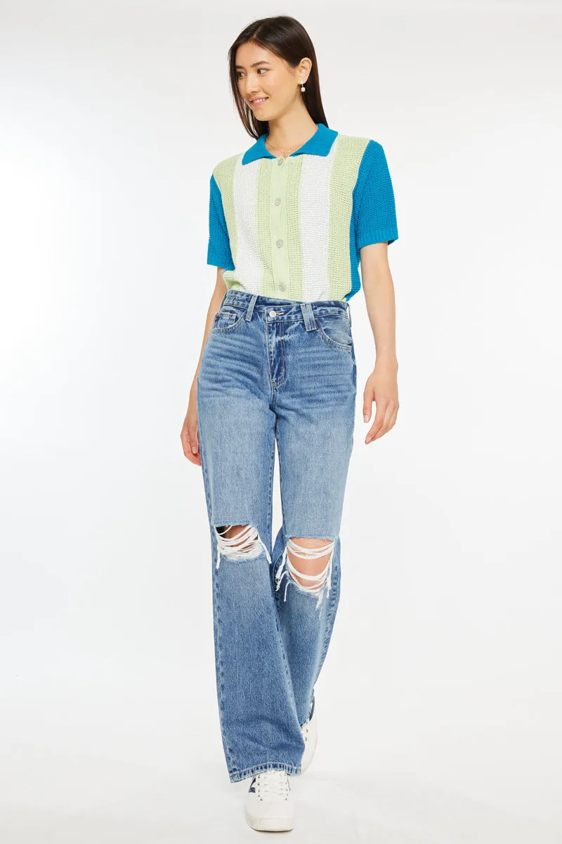 Debra High Rise 90's Criss Cross Straight Jeans