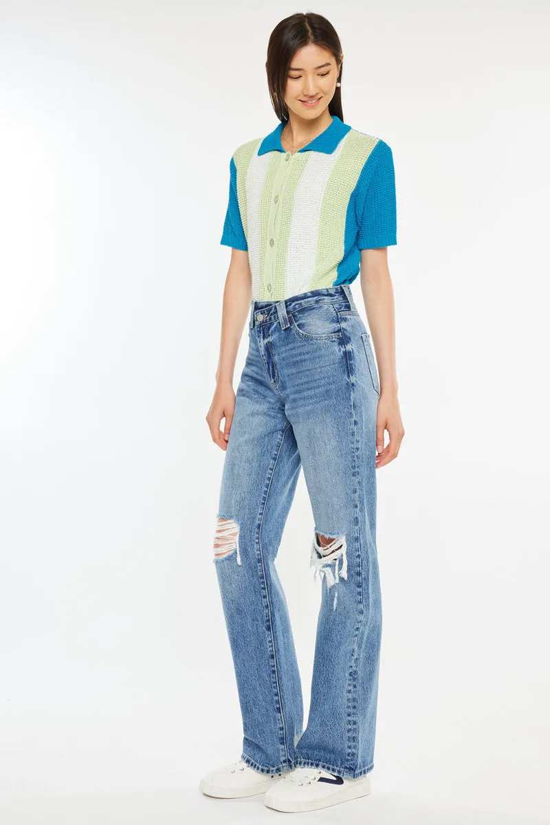 Debra High Rise 90's Criss Cross Straight Jeans