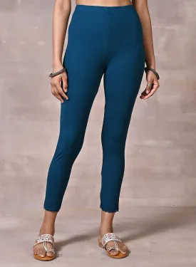 Deep Teal Ankle Length Plain Legging