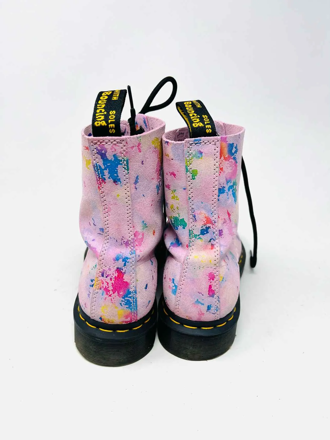 Dr. Martens Size 8 Pink/Multi Print Suede Shoes Boots