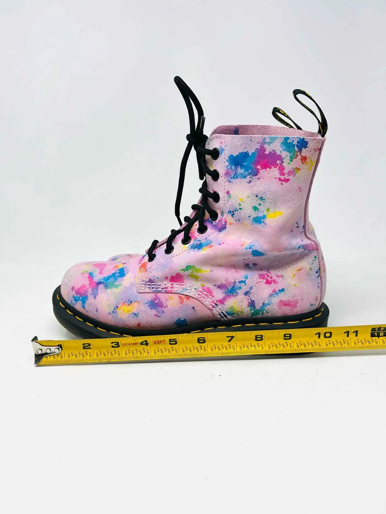 Dr. Martens Size 8 Pink/Multi Print Suede Shoes Boots