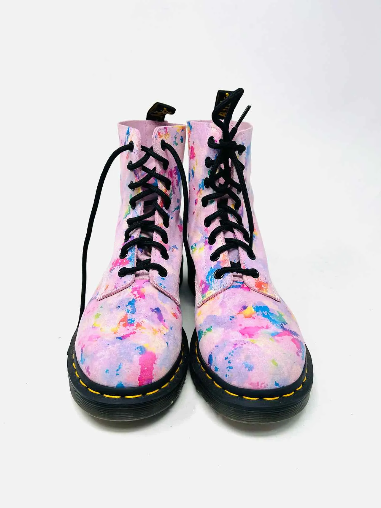 Dr. Martens Size 8 Pink/Multi Print Suede Shoes Boots