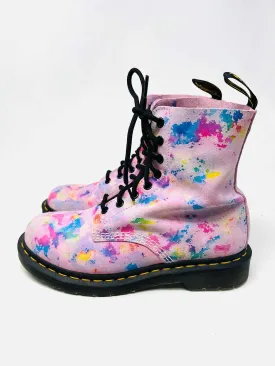 Dr. Martens Size 8 Pink/Multi Print Suede Shoes Boots