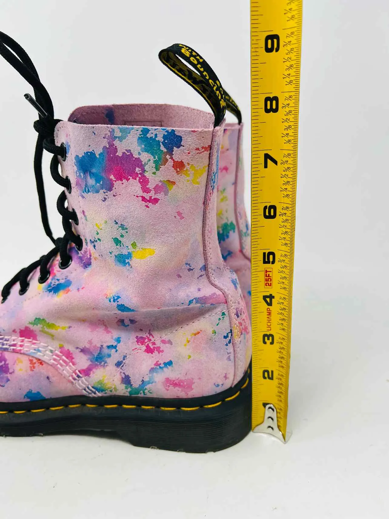 Dr. Martens Size 8 Pink/Multi Print Suede Shoes Boots