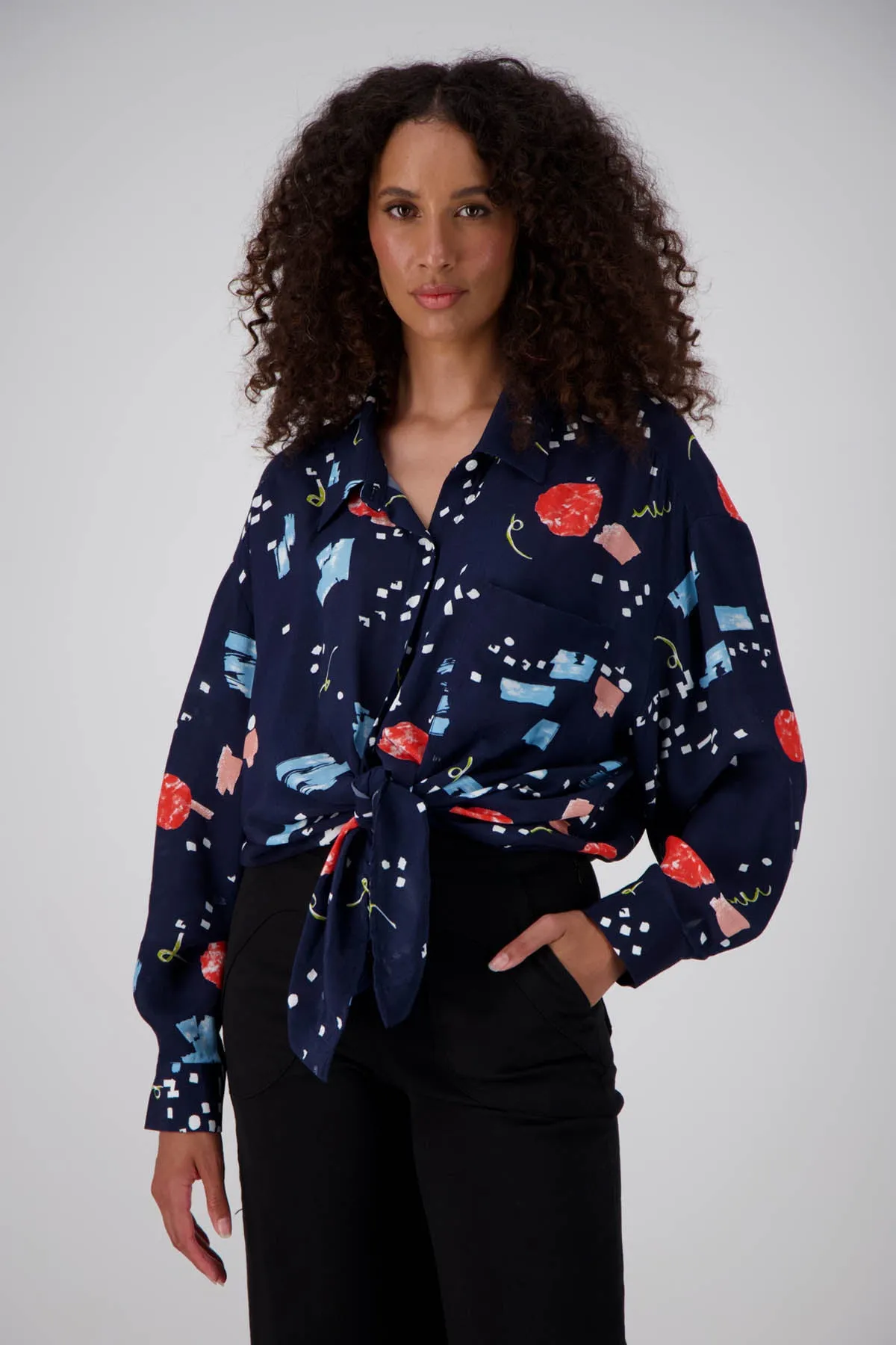 Galaxy LAX Shirt Navy in Viscose