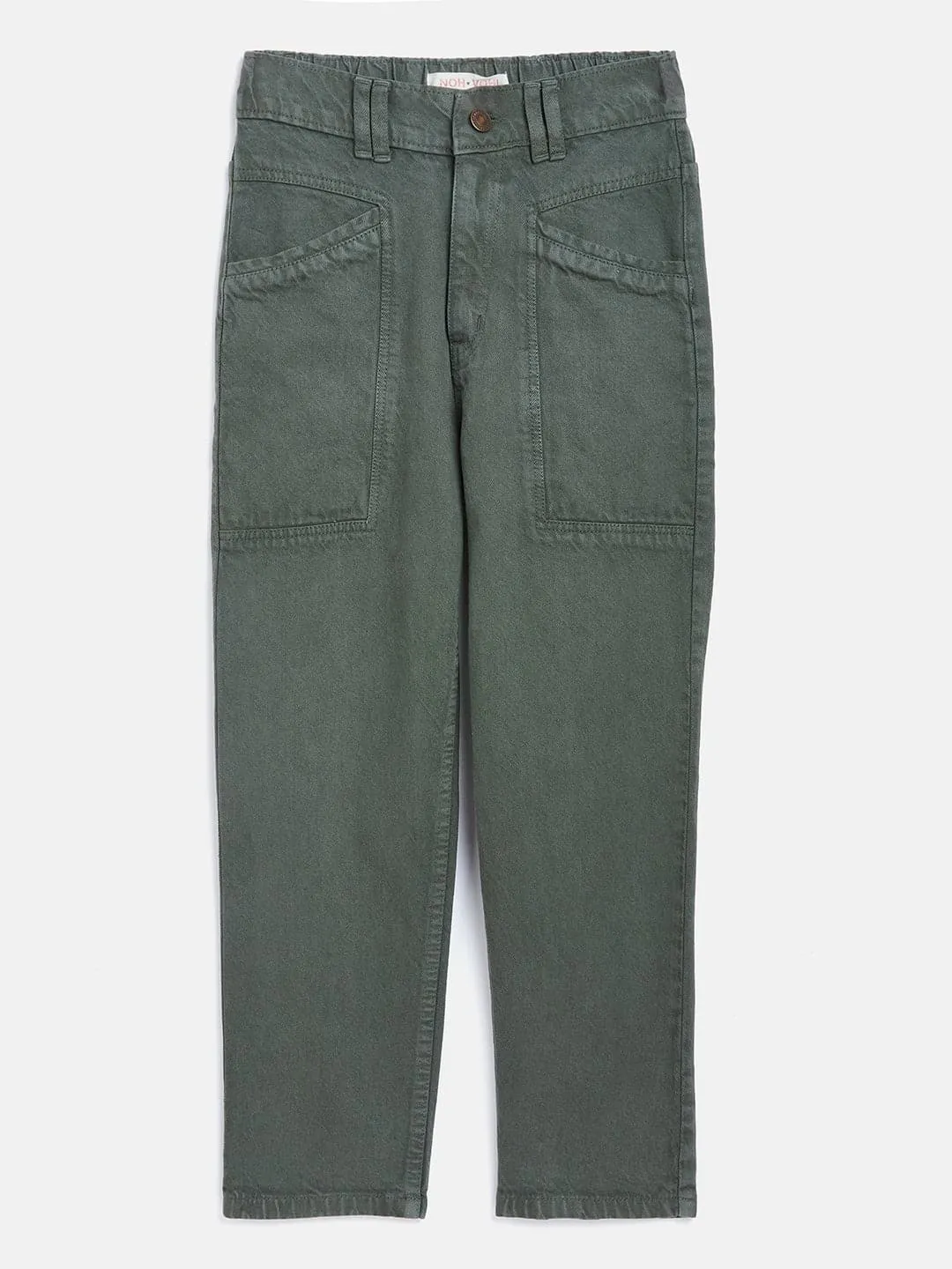 Girls Olive Front Pocket Straight Jeans