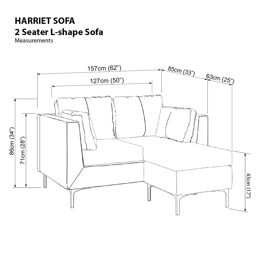 Harriet L-shape 2 Seat Sofa