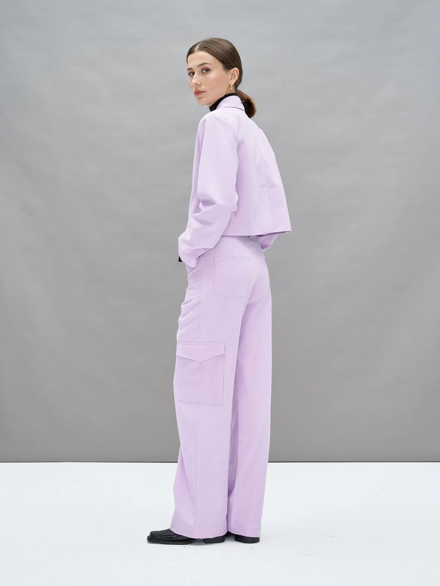 HEALY - Pantalon cargo en twill de laine Oeko Tex stretch Orchid Bloom