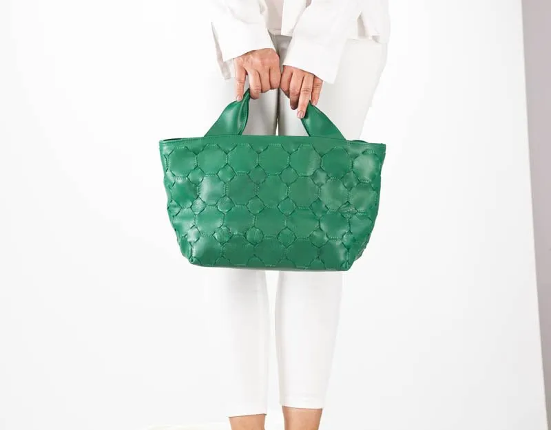 Helon purse - Handwoven jade green leather