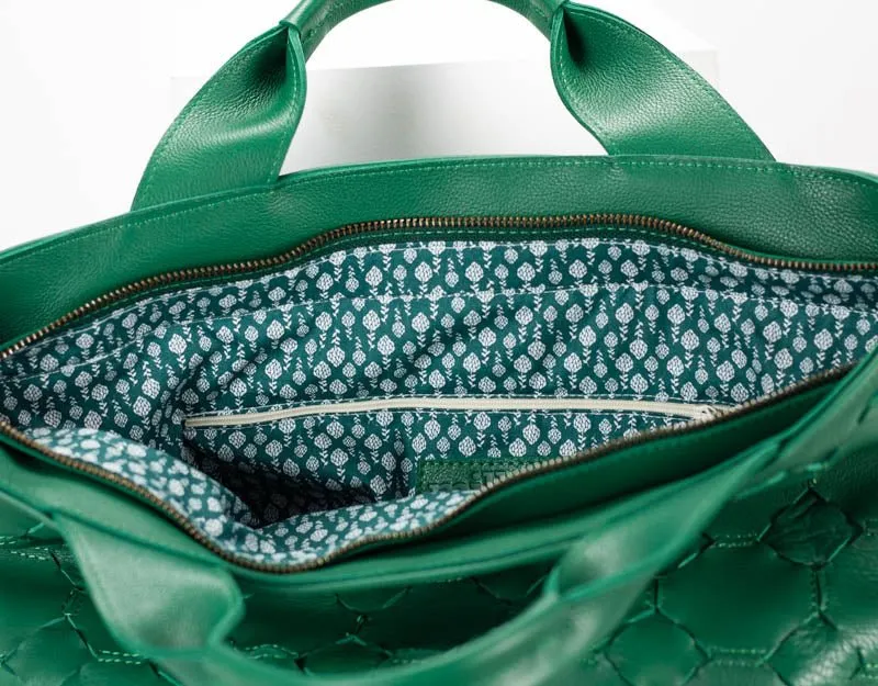 Helon purse - Handwoven jade green leather