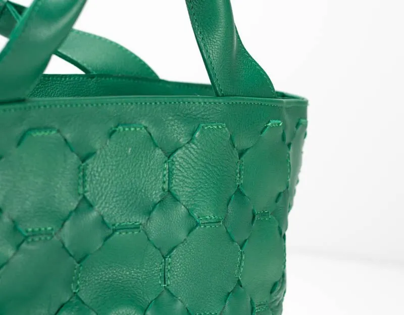 Helon purse - Handwoven jade green leather