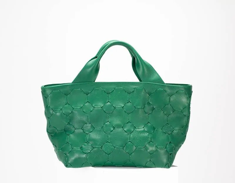 Helon purse - Handwoven jade green leather