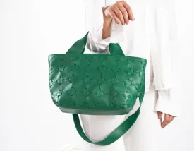 Helon purse - Handwoven jade green leather