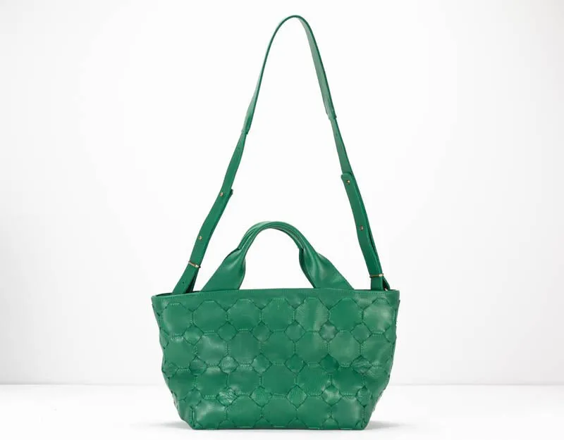 Helon purse - Handwoven jade green leather