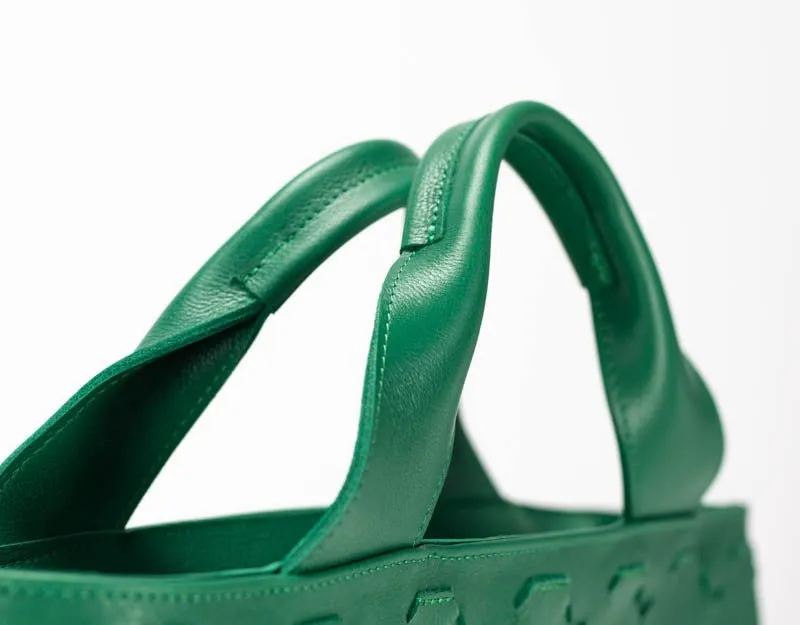 Helon purse - Handwoven jade green leather