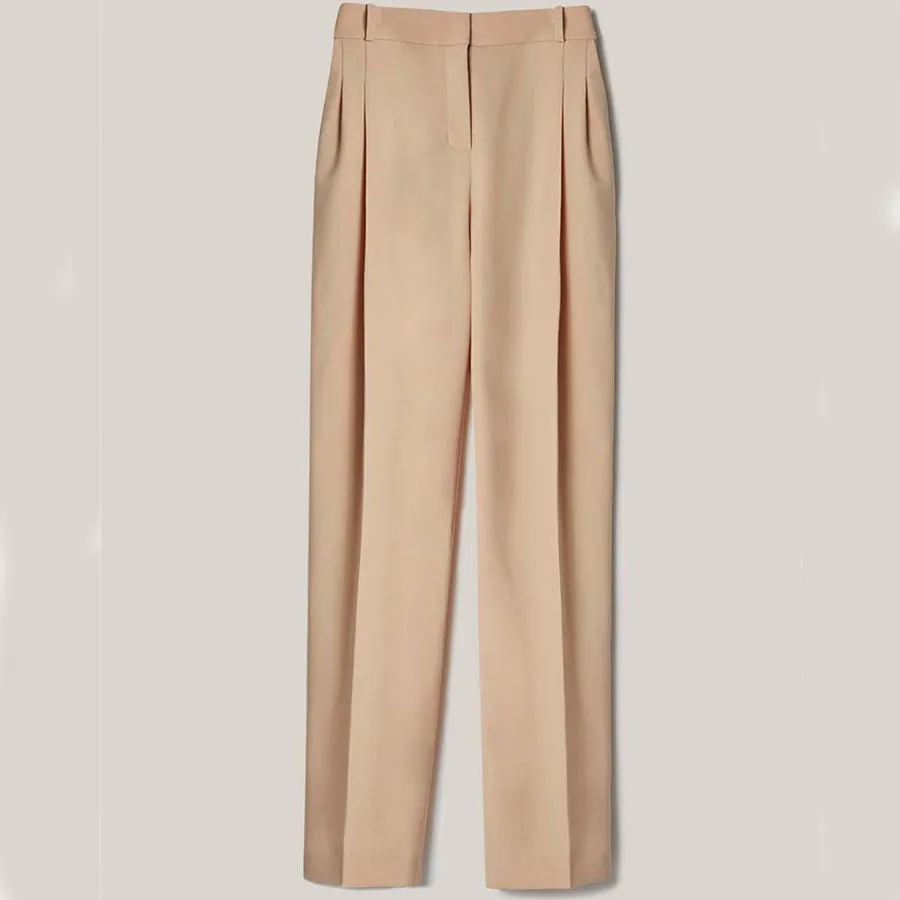 HIGH-WAISTED WOOL-MIX TROUSER "RIVER" IN SAND