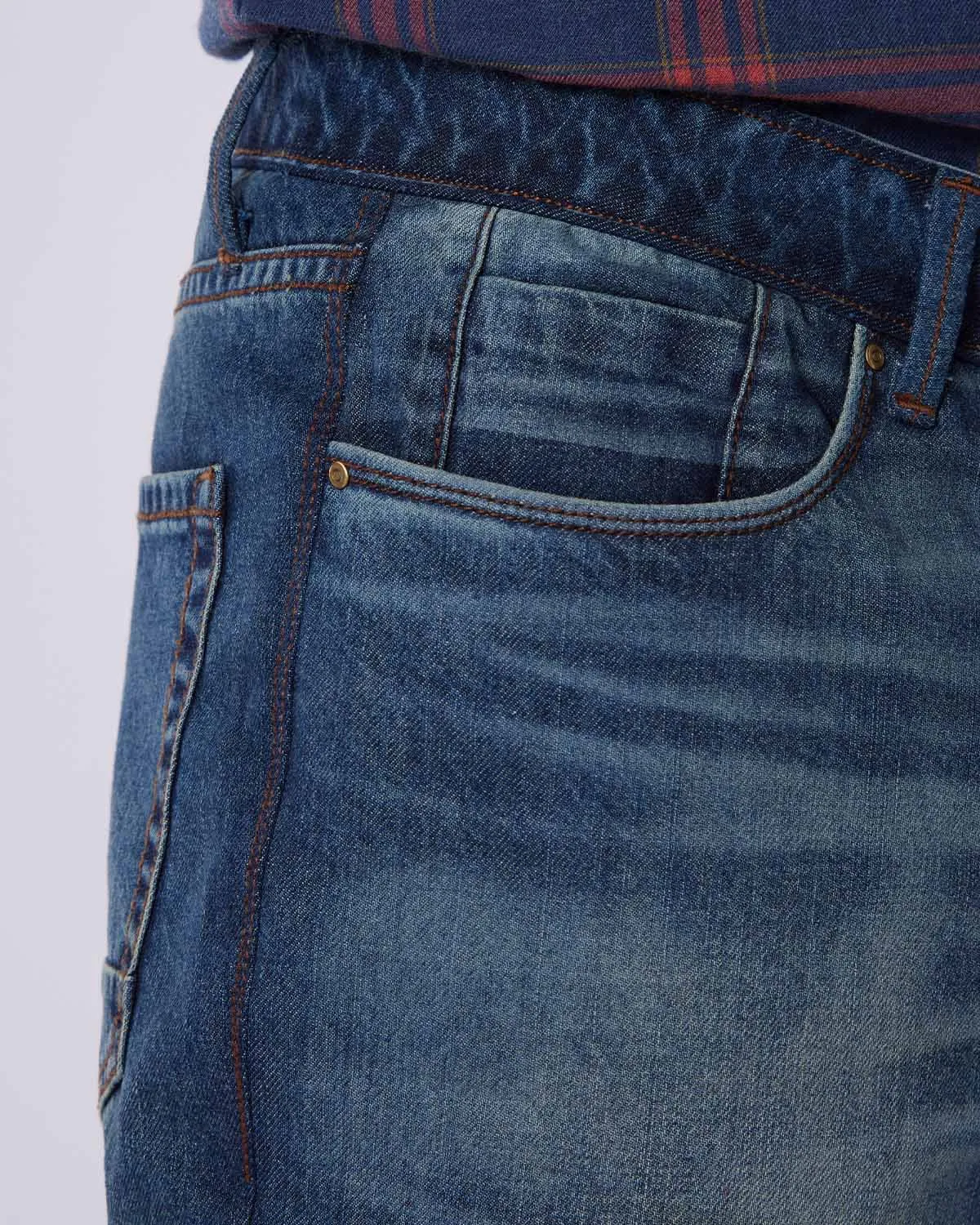 Indigo Amber Washed Rigid Jeans