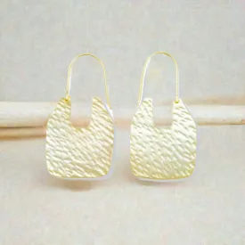 Kara Loop Thru Gold Hammered Earrings