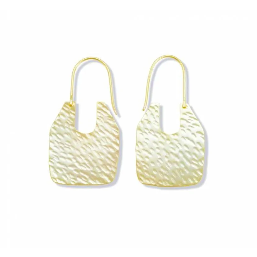 Kara Loop Thru Gold Hammered Earrings