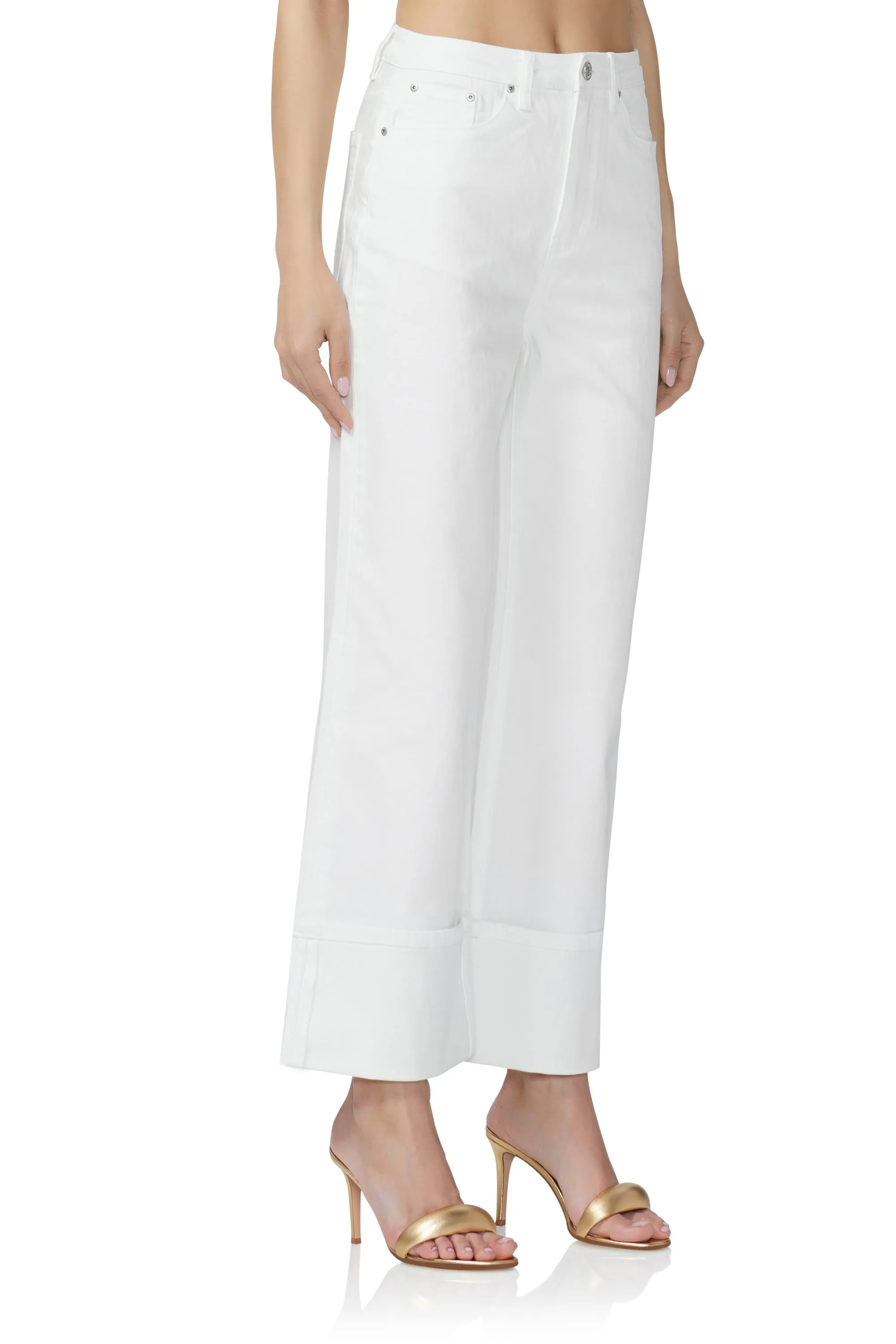 Kendall Wide Cuff Pant - White