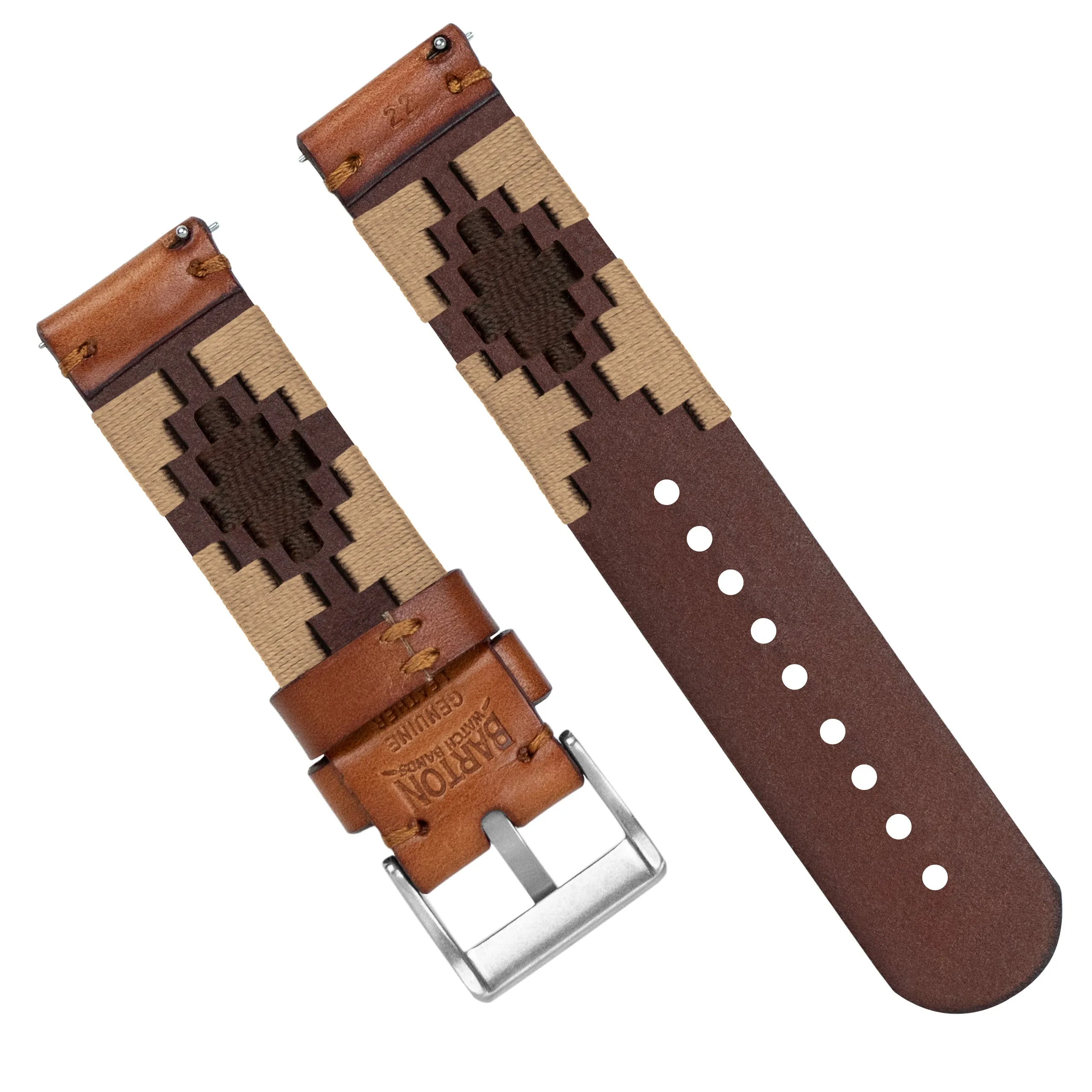 Khaki Brown Gaucho Watch Band (18mm, 20mm SALE)