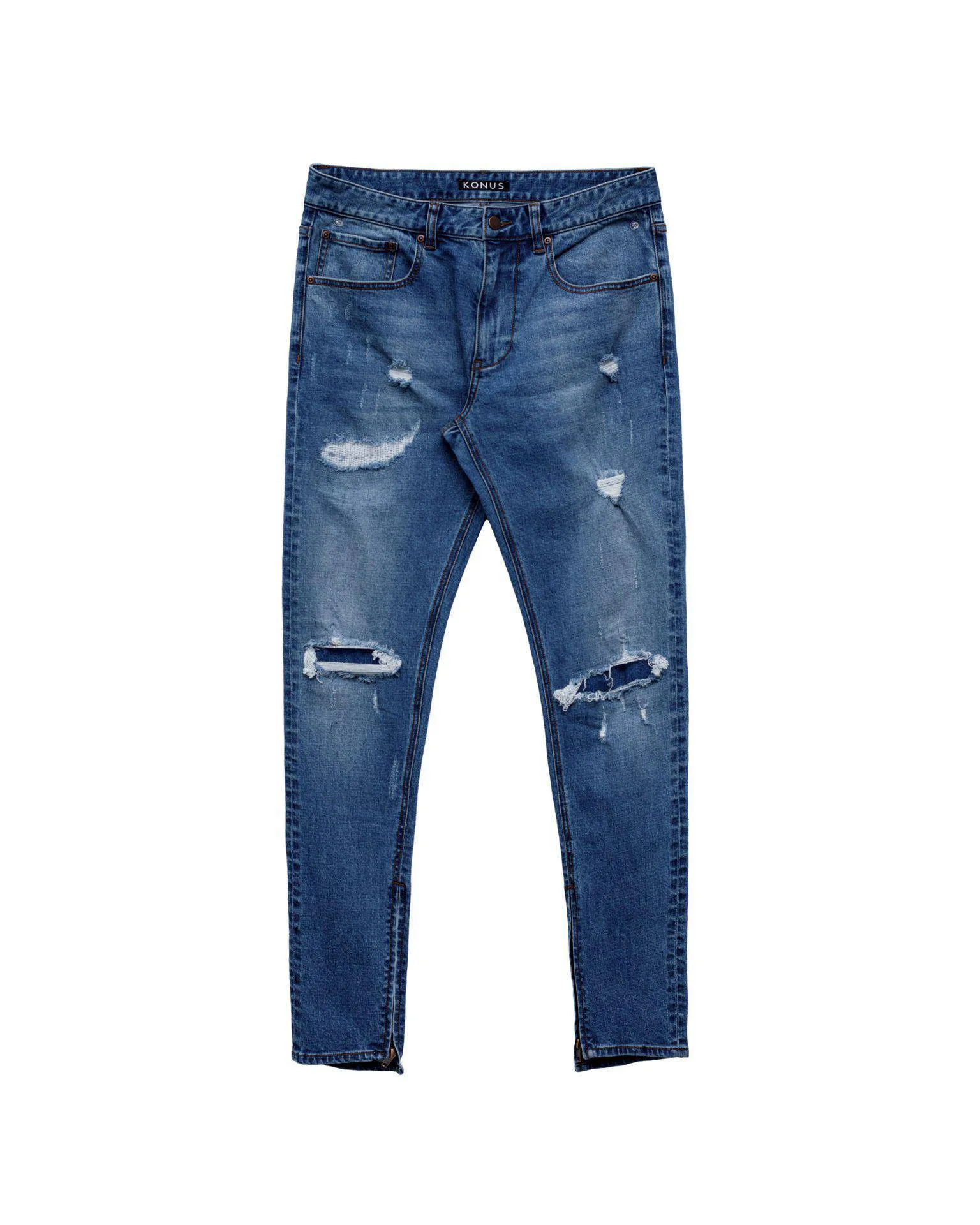 Konus Men's Rip and Repair Denim With Distress