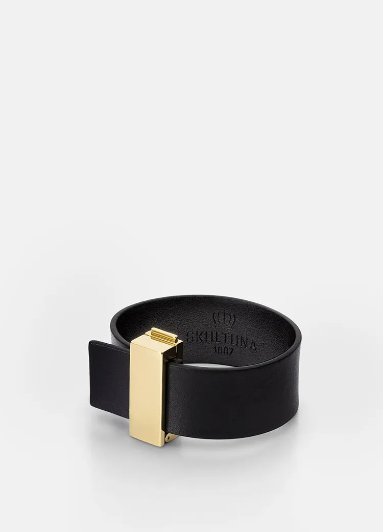 Leather Bracelet | Thin Clasp | Gold | Black