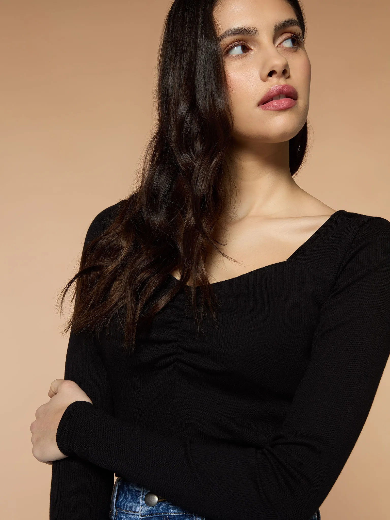 Lucinda Jersey Top in Black