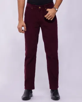 High-Quality Majestic Maroon Rigid Corduroy Jeans