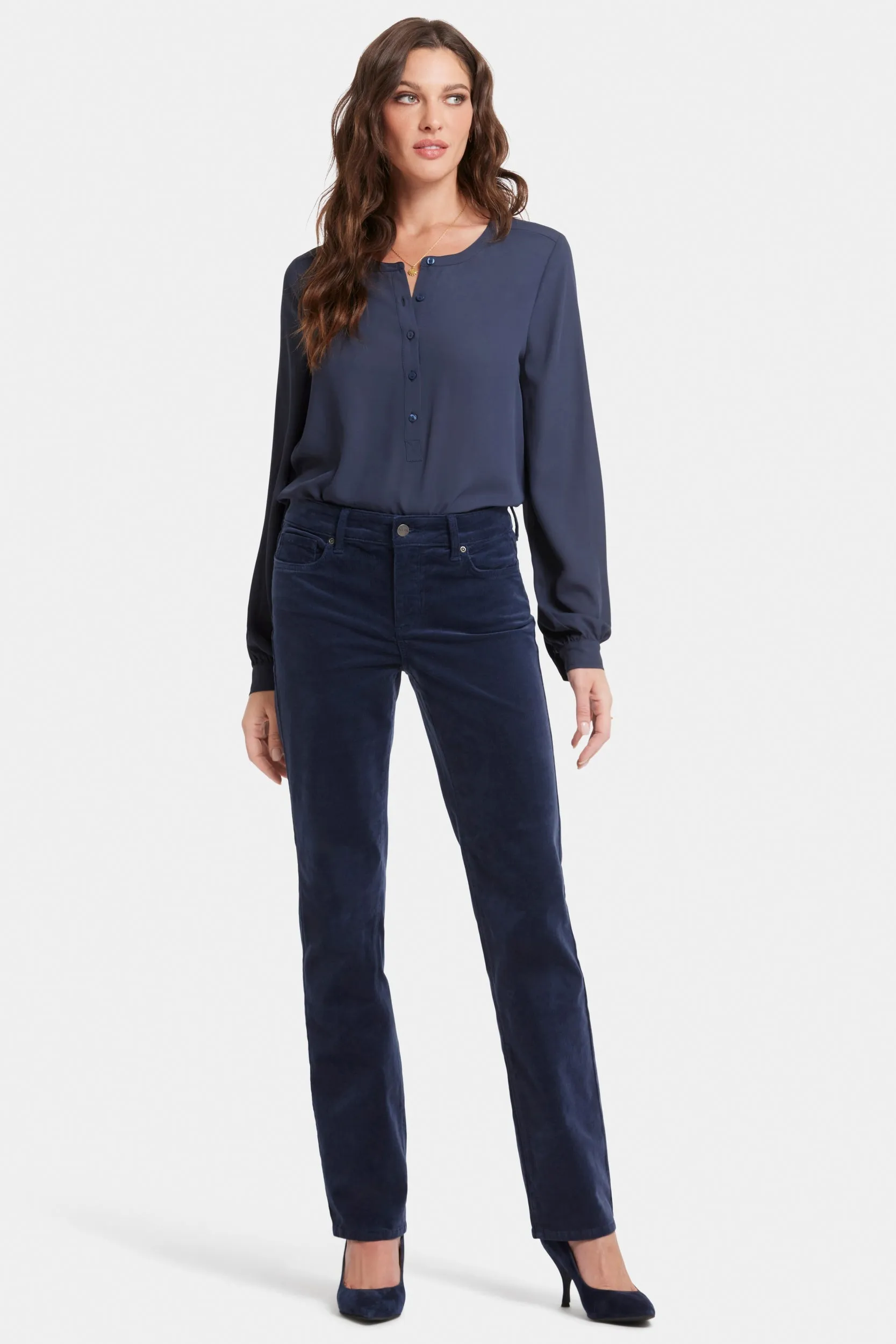 Marilyn Straight Corduroy Broek Blauw | Starless Sky