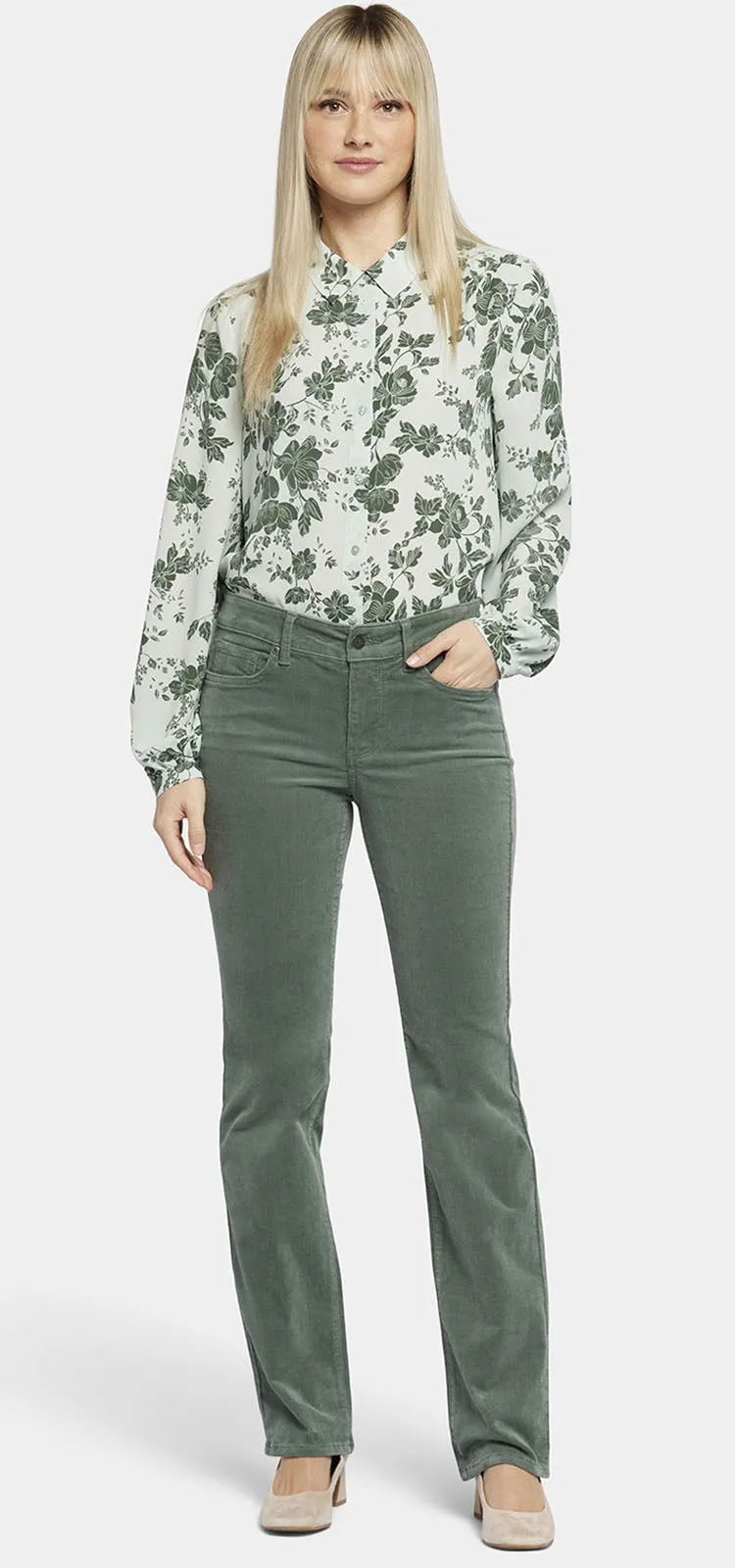 Marilyn Straight Corduroy Broek Groen | Sage Leaf