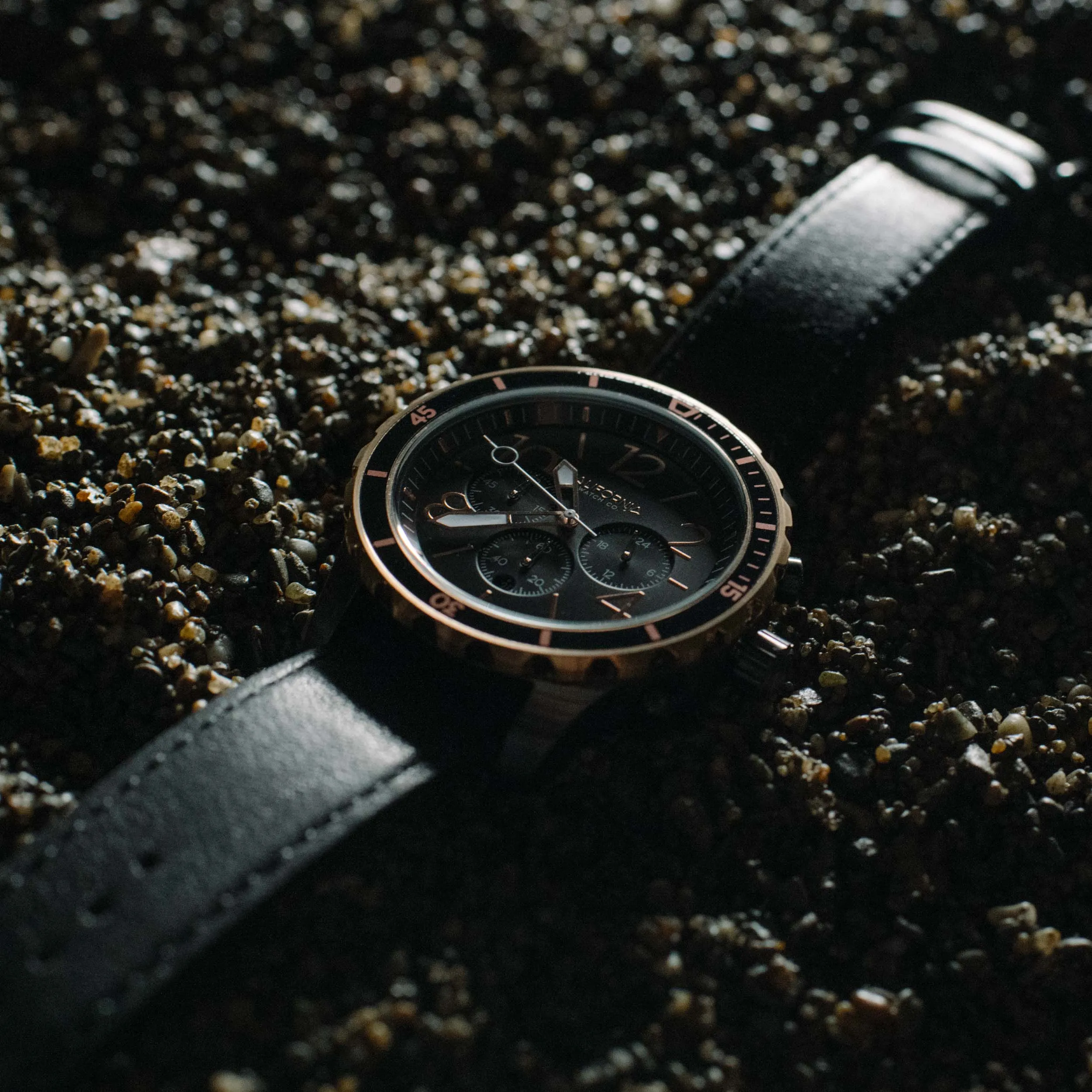 Mavericks Chrono Leather Gunmetal Rose Gold