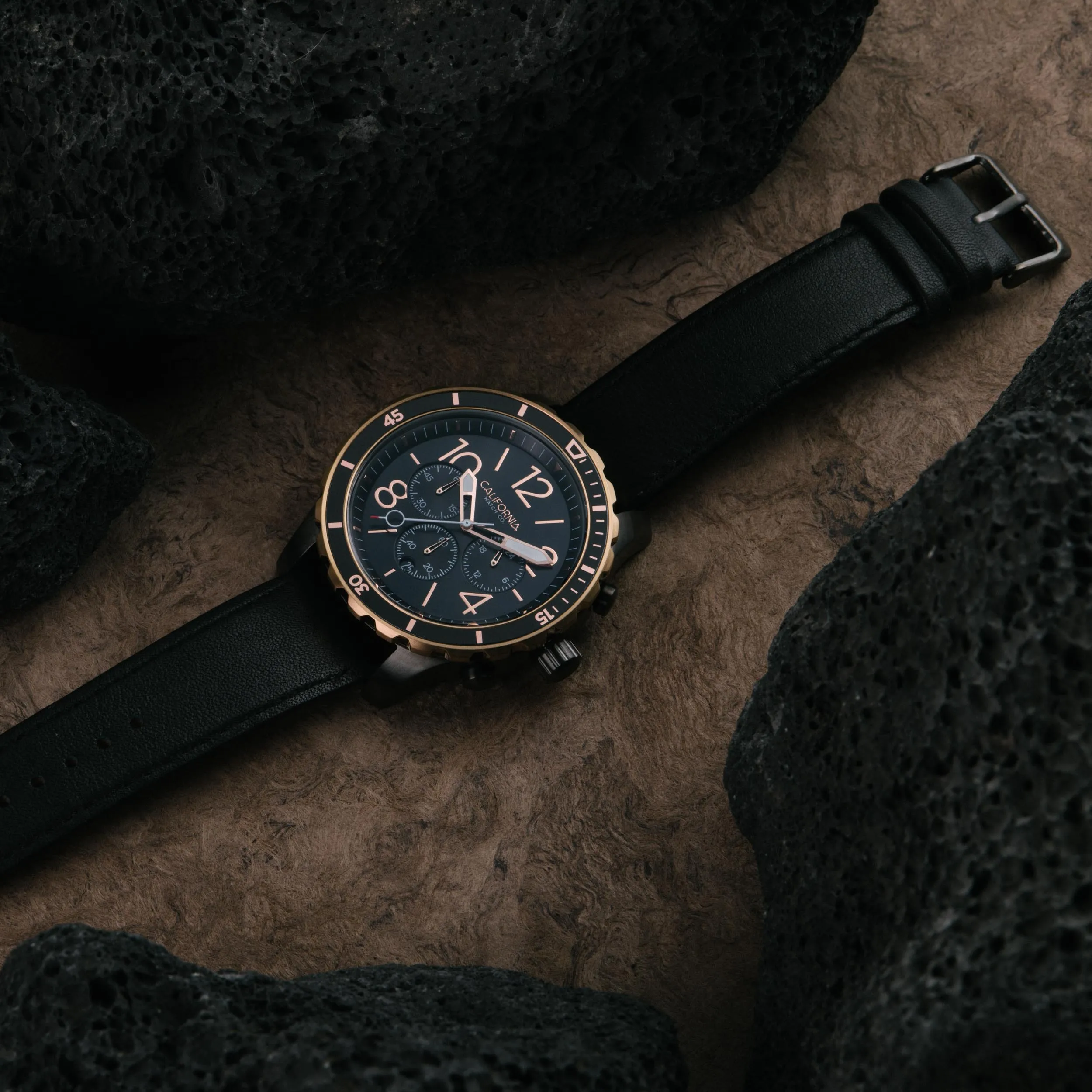 Mavericks Chrono Leather Gunmetal Rose Gold