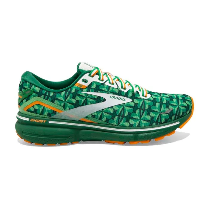 Mens Brooks Running Ghost 15 Run Lucky in Green/White/Orange