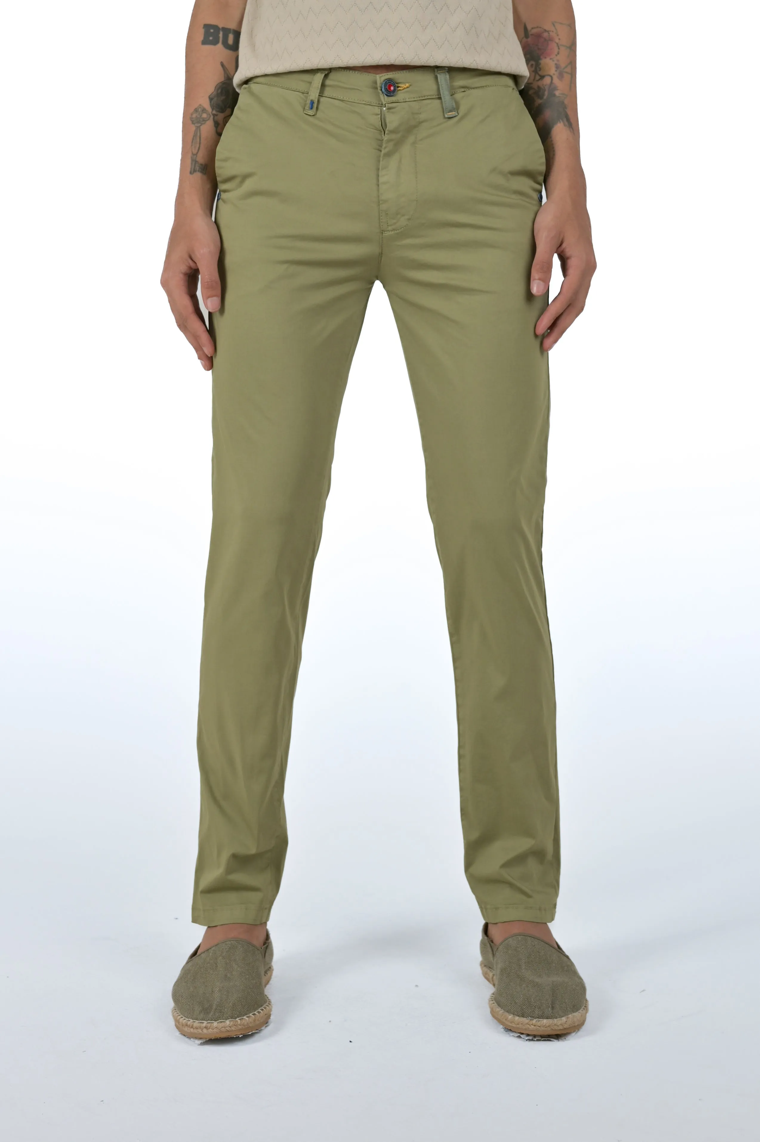 Pantaloni slim Sonic Raso Verde Salvia SS24